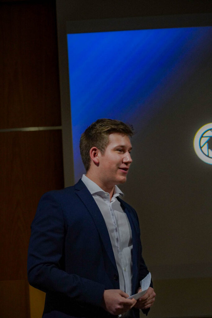 Photo of myself during the presentation